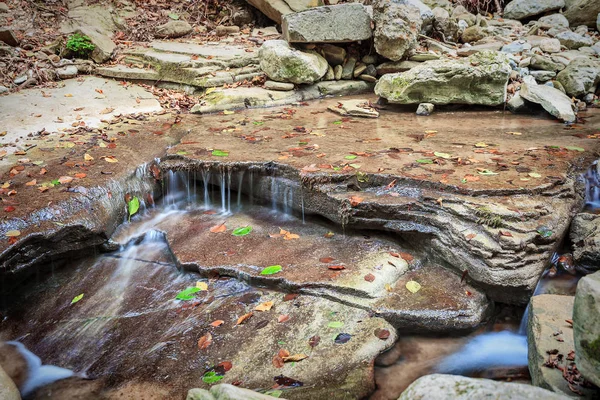 Río de montaña que fluye a través del bosque verde —  Fotos de Stock