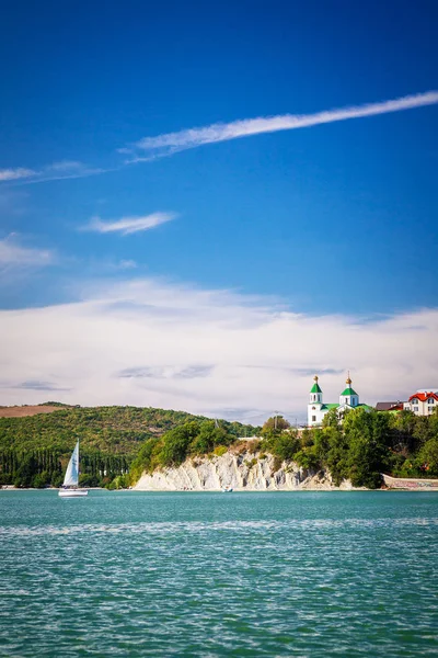 Panorama del lago Abrau, Russia Foto Stock