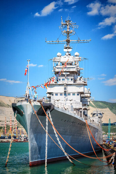 Novorossiysk, Russia, MAY 02, 2016: Soviet warship Mikhail Kutuzov in the port