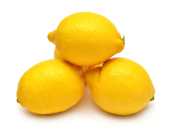Three Lemons Isolated White Background Tropical Fruit Flat Lay Top — Stock Photo, Image