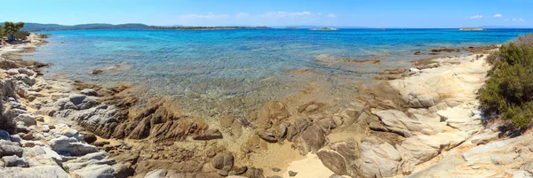 Mar Egeu Paisagem Costa Vista Perto Praia Karidi Chalkidiki Sithonia — Fotografia de Stock