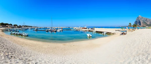 Tyrrenska Havet Bukten Och Hamnen Med Båtar San Vito Capo — Stockfoto