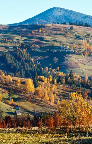 Morning Carpathian Mountains Village Hamlets Slopes Yablunytsia Village Pass Ivano — Stock Photo, Image