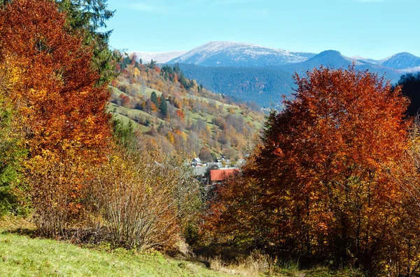 Otoño Cárpatos Montañas Paisaje Con Multicolor Amarillo Naranja Rojo Marrón —  Fotos de Stock