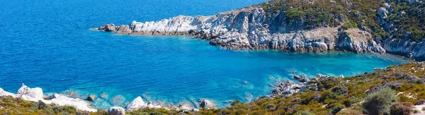 Літній Море Coast Пейзаж Халкідікі Сітона Греція Три Постріли Стібка — стокове фото