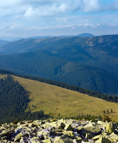 Zomer Karpatische Bergen Bovenaanzicht Van Steenachtige Top Van Homiak Mount — Stockfoto