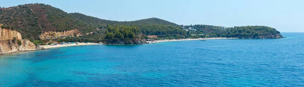 Estate Mar Egeo Paesaggio Costiero Con Spiaggia Sabbiosa Campeggio Selvaggio — Foto Stock