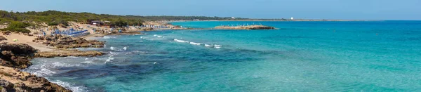 Praia Pitoresca Mar Jónico Punta Della Suina Perto Cidade Gallipoli — Fotografia de Stock