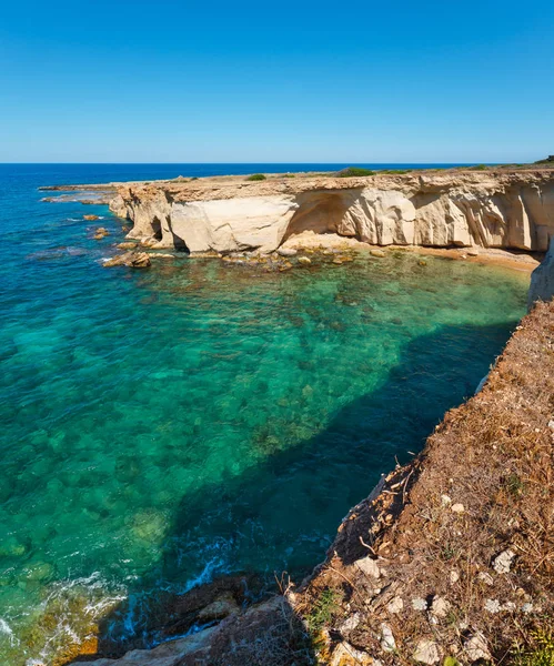 Mağarasını Spiaggia Massolivieri Sahilde Yaz Deniz Manzara Siracusa Sicilya Talya — Stok fotoğraf