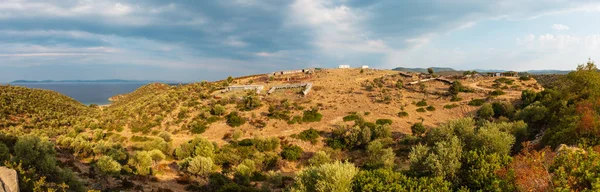 Früher Morgen Über Sithonia Griechenland Und Himmel Mit Dunklen Wolken — Stockfoto