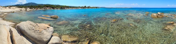 Aegean Sea Coast Landscape View Karidi Beach Chalkidiki Greece People — Stock Photo, Image