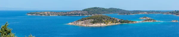 Mooie Zomerse Egeïsche Zee Kust Landschap Buurt Van Lagonisi Sithonia — Stockfoto