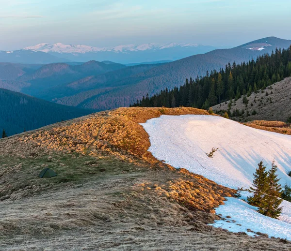 Renkli Gündoğumu Manzara Bahar Karpat Dağları Ukrayna Europe Küçük Yalnız — Stok fotoğraf