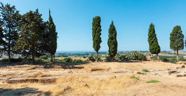 Vista Mare Dal Viale Dei Cipressi Famose Rovine Antiche Nella — Foto Stock