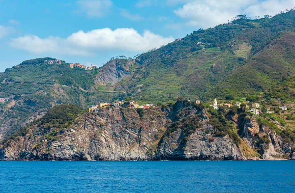 Szép Nyári Corniglia Nézet Hajó Kirándulás Híres Falu Cinque Terre — Stock Fotó