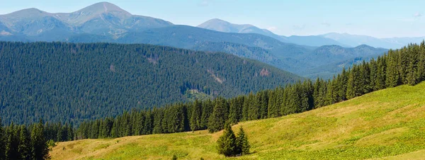 Letní Frankivské Horský Hřeben Pohled Vesnjarka Plateau Karpaty Ukrajina Dva — Stock fotografie