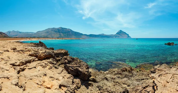 Azure Τυρρηνική Θάλασσα Γραφικό Κόλπο Όρος Monte Cofano Και Παραλία — Φωτογραφία Αρχείου