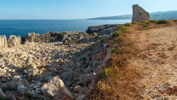 Torre Porto Miggiano Santa Cesarea Terme Kalıntıları Salento Adriyatik Deniz — Stok fotoğraf