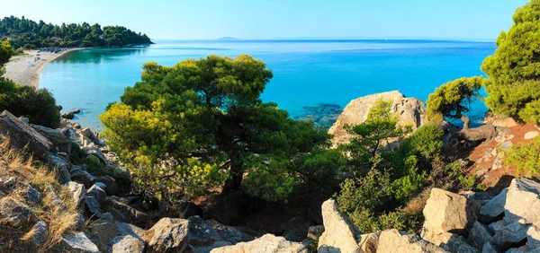 Mattina Spiaggia Sabbiosa Kaviou Estate Vista Dall Alto Nikiti Sithonia — Foto Stock