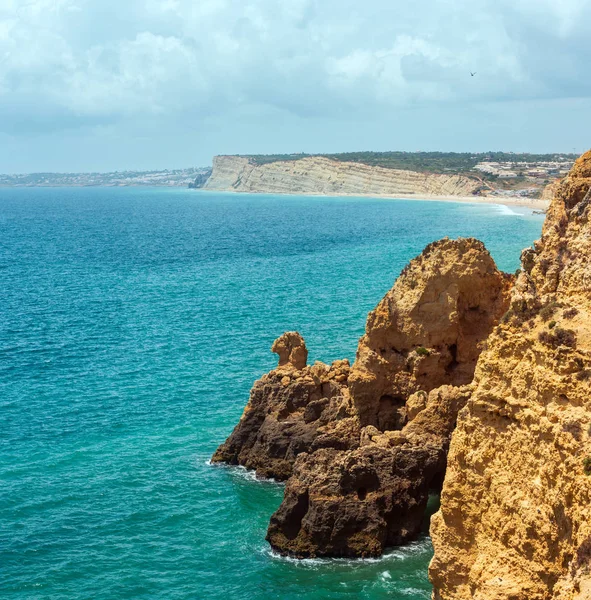 Oceano Atlantico Estate Costa Rocciosa Vista Ponta Piedade Lagos Algarve — Foto Stock