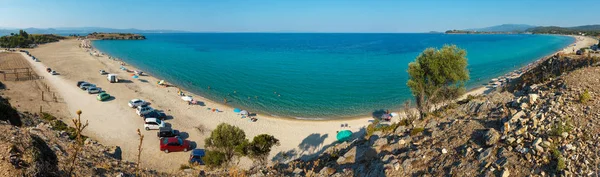 Ormos Panagias Grecja Lipca 2016 Lato Morze Widok Góry Plaży — Zdjęcie stockowe