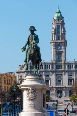 Porto, Portekiz, Mayıs - 15, 2016: Kral Pedro IV Liberdade Meydanı anıt.