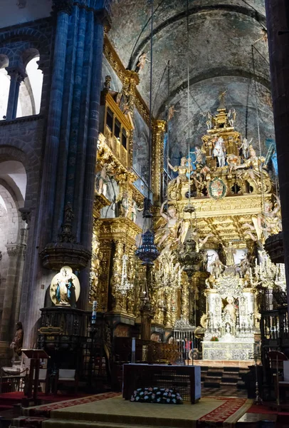 Santiago Compostela Spanya Mayıs 2016 Katedral Kilise Tavan Görünümü Içinde — Stok fotoğraf