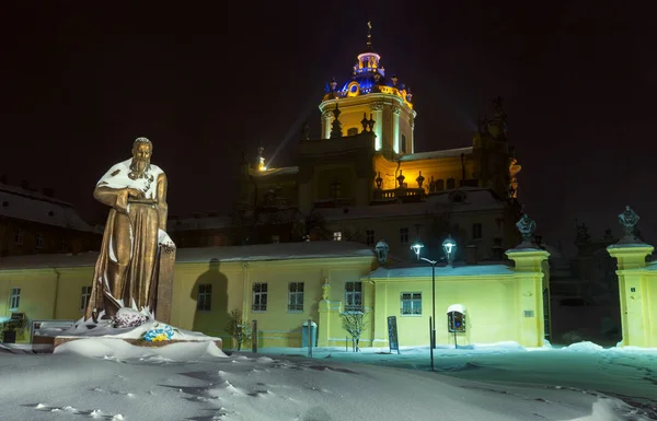 Lwów Ukraina Listopada 2016 Pomnik George Cathedral Andrzej Szeptycki Pięknej — Zdjęcie stockowe