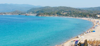 Trani Ammouda beach (Ormos Panagias, Halkidikya, Yunanistan ile yaz deniz Üstten Görünüm).
