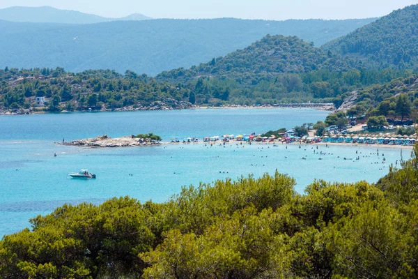Lagonisi Beach Sithonia Halkidiki Griekenland Zomer Egeïsche Zee Kust Landschap — Stockfoto