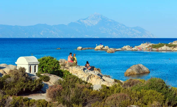 Orange Beach Chalkidiki Grecia Luglio 2016 Paesaggio Costiero Del Mar — Foto Stock