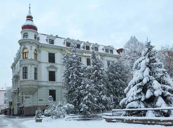 Lviv Ukraina Februari 2018 Vacker Tidig Morgon Vintern Stadsbilden Stadens — Stockfoto