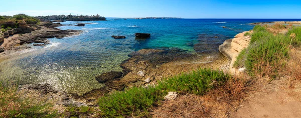 Spiaggia Massolivieri Sahil Yaz Deniz Manzara Siracusa Sicilya Talya — Stok fotoğraf