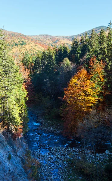 Autumn Carpathian Mountains Landscape River Bystrytsia Solotvyn Guta Ivano Frankivsk — Stock Photo, Image