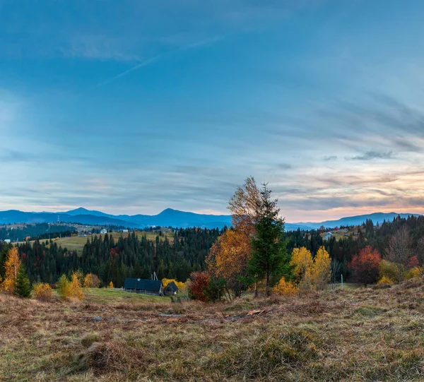 Abenddämmerung Karpaten Und Dörfer Hängen Jablunytsia Dorf Und Pass Iwano — Stockfoto