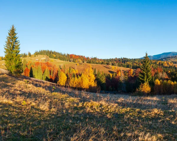 Matin Montagnes Des Carpates Hameaux Villageois Sur Les Pentes Village — Photo