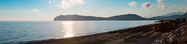 Güzel Gün Batımı Tiren Denizi Kıyı Şeridi Plaj Manzara Cilento — Stok fotoğraf