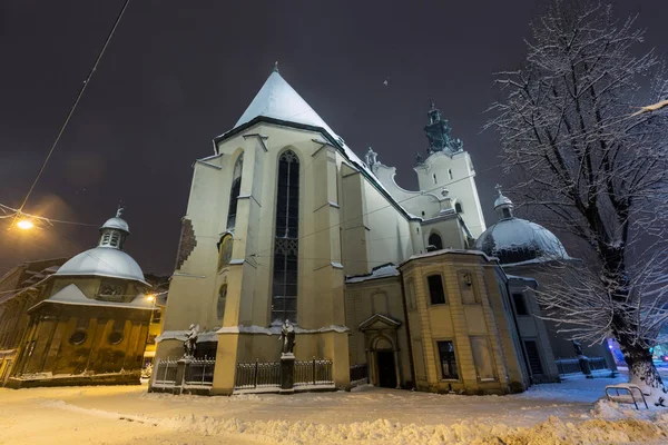 Bazylika Katedralna Wniebowzięcia Rzymskokatolicka Archidiecezja Lwów Ukraina Kaplica Boimów Zmierzch — Zdjęcie stockowe