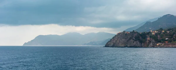 Corniglia Görünümü Manarola Köyden Güzel Yaz Ünlü Köyleri Ligurya Denizi — Stok fotoğraf