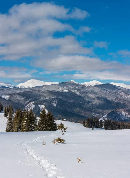 Malownicza Zima Góry Widok Alpine Path Ślad Stoku Góry Skupova — Zdjęcie stockowe