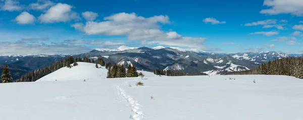 Picturesque Winter Mountain View Alpine Path Footprint Skupova Mountain Slope — Stock Photo, Image