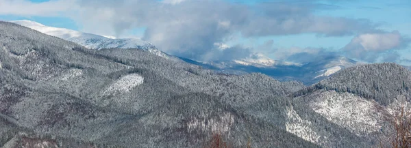 Vista Pitoresca Das Montanhas Manhã Inverno Encosta Alpina Montanha Skupova — Fotografia de Stock