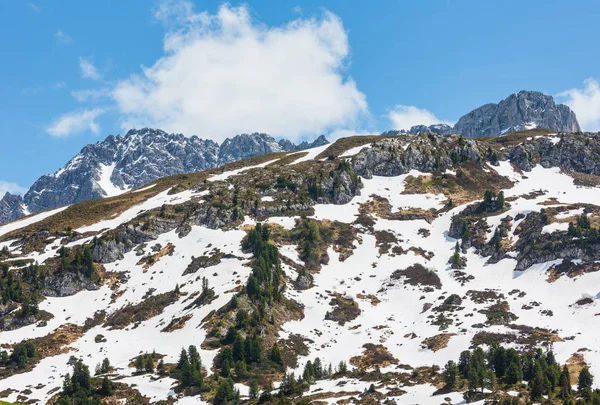 Widok Góry Alpy Lato Hochtannbergpass Warth Vorarlberg Austria — Zdjęcie stockowe