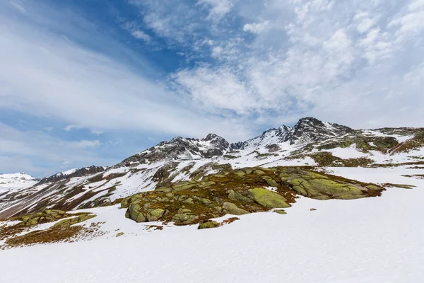 Primavera Alpes Vista Paisagem Montanha Fluela Pass Suíça — Fotografia de Stock