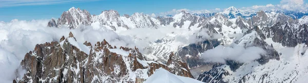 Mont Blanc Βραχώδες Βουνό Massif Καλοκαίρι Θέα Από Όρος Aiguille — Φωτογραφία Αρχείου