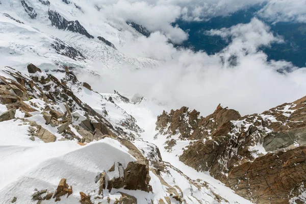 Mont Blanc Rocky Mountain Masivu Letní Pohled Hora Aiguille Midi — Stock fotografie