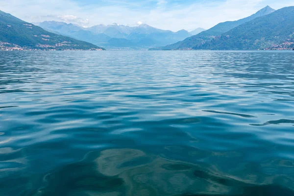 Lago Como Italia Costa Estiva Vista Nebbiosa Bordo Nave — Foto Stock