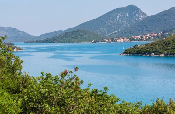 Hazy Été Mer Adriatique Avec Des Îles Horizon Croatie — Photo