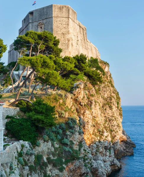 Vue Sur Forteresse Été Sur Rocher Dans Célèbre Ville Dubrovnik — Photo