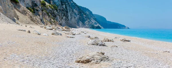Mooie Zomerse Witte Strand Van Egremni Ionische Zee Panorama Lefkada — Stockfoto